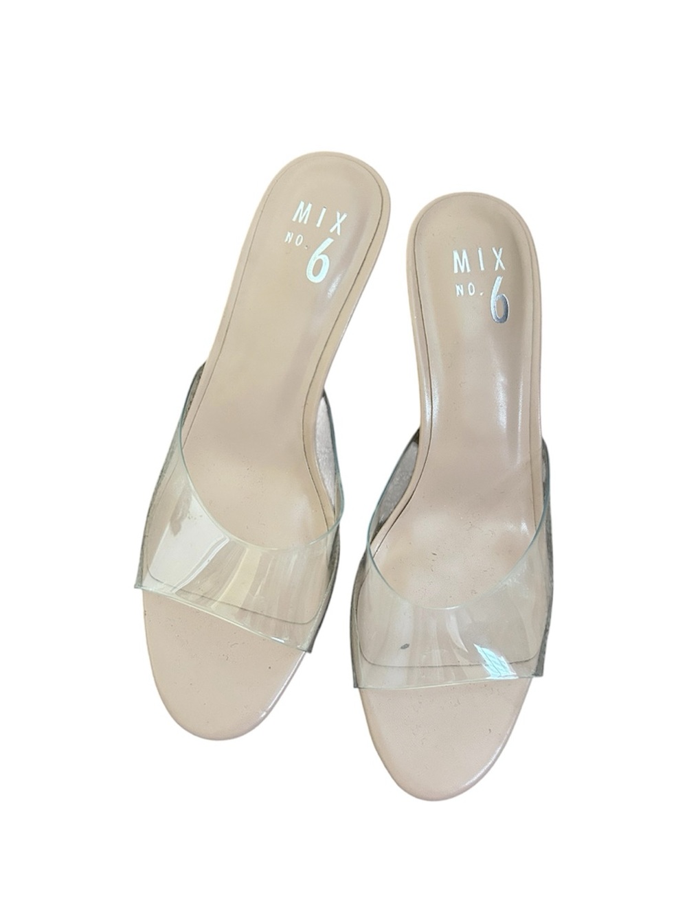 Mix No. 6 Clear-Strap Nude Size 7.5 Slide Heels